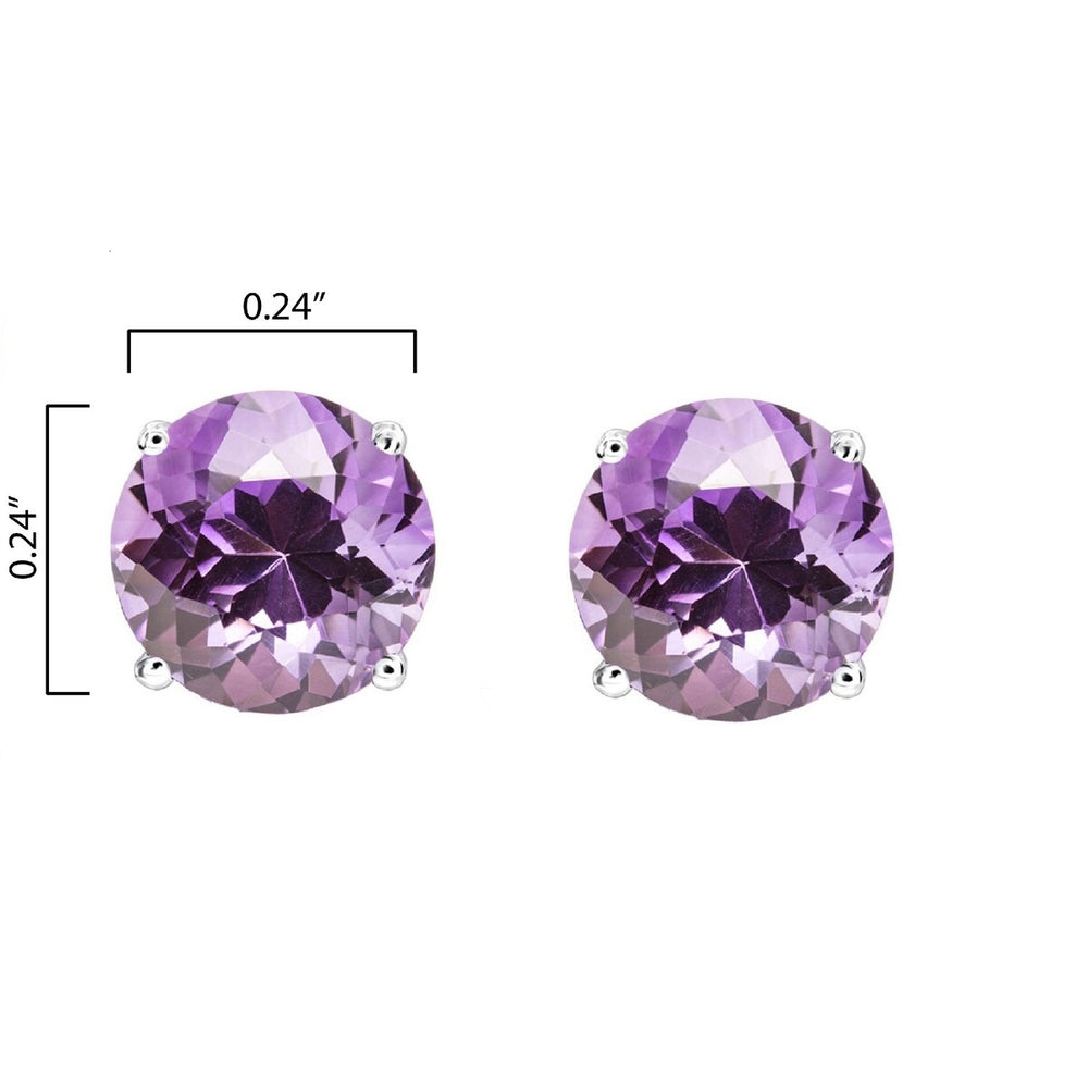 Set of 3 Sterling Silver Stud Earrings - Amethyst, White Topaz and Peridot