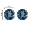 Set of 3 Sterling Silver Stud Earrings - Blue Topaz and White Topaz