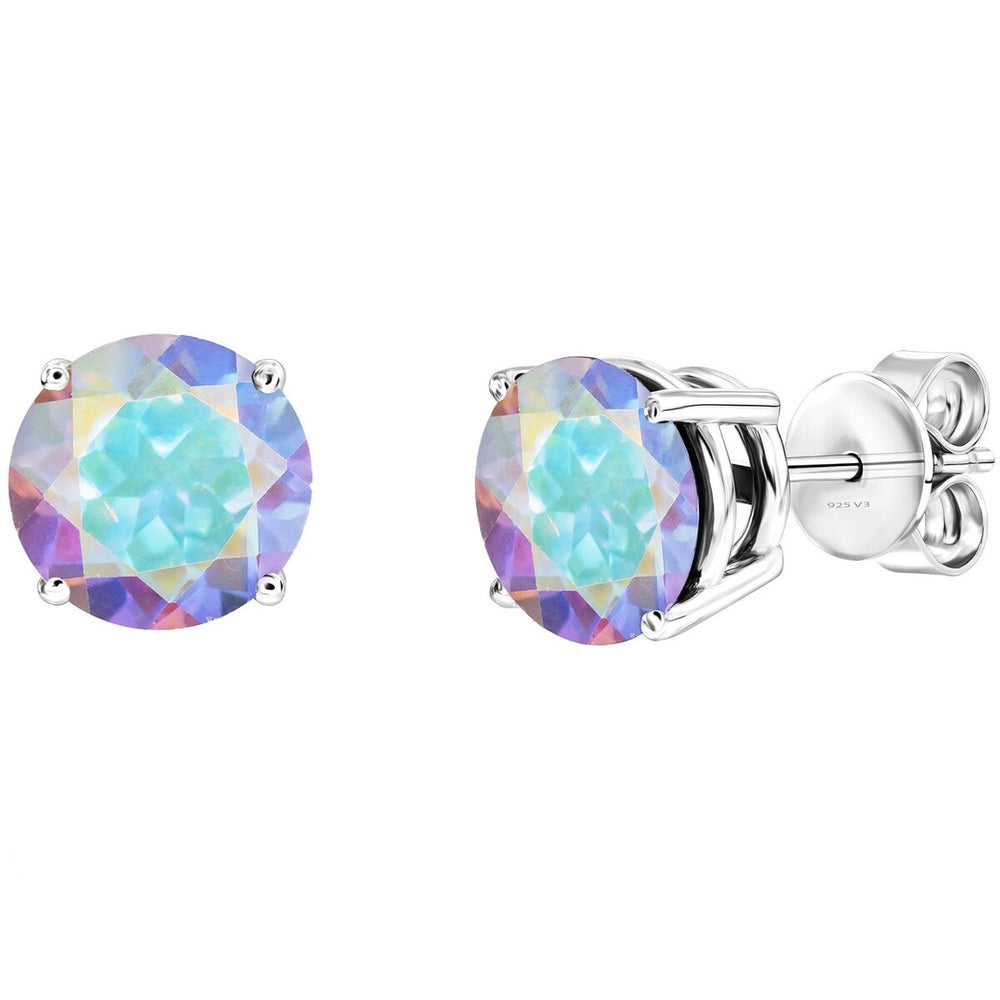 Set of 3 Sterling Silver Stud Earrings - Mystic Topaz, Mercury Topaz and White Topaz