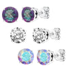 Set of 3 Sterling Silver Stud Earrings - Mystic Topaz, Mercury Topaz and White Topaz