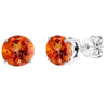 Set of 3 Sterling Silver Stud Earrings- Fire Topaz, Pink & White Topaz