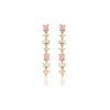 Shades Of Pink & Faux Pearl Geometric Crystal Drop Earrings