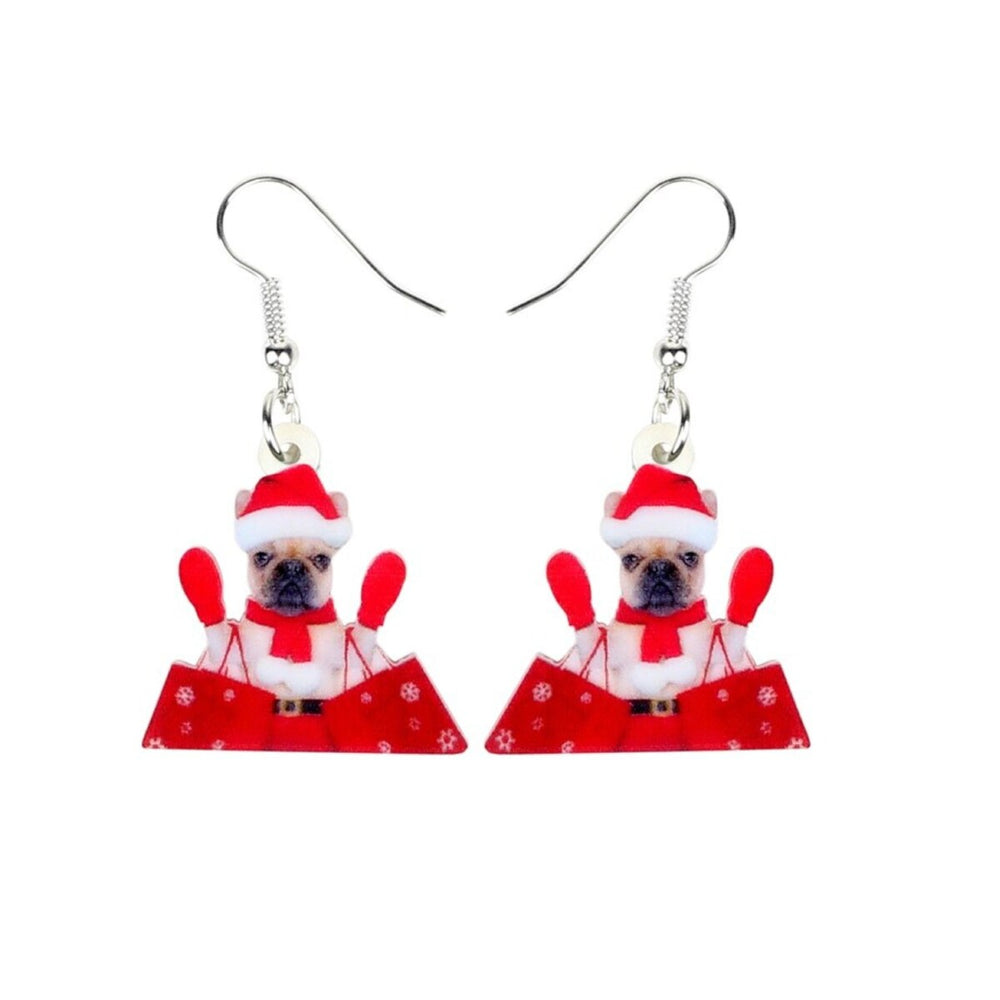 Shopping Christmas Dog Drop Earrings