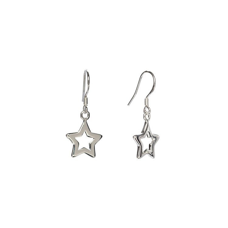 Silver-filled Open Star Drop Earrings