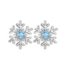 Silvertone Aqua Cubic Zirconia Snowflake Stud Earrings