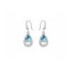 Silvertone Aqua Swarovski Crystal Dual Teardrop Earrings