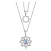 Silvertone Aurora Borealis Swarovski Crystal Star Layered Necklace - White