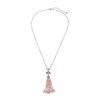 Silvertone Beaded Vintage Tassel Necklace - White