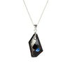 Silvertone Black Swarovski Crystal Pendat Necklace - White