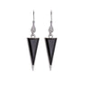 Silvertone Black Triangular Drop Earrings