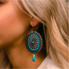 Silvertone Blue Bohemian Circular Statement Drop Earrings