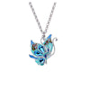 Silvertone Blue Butterfly Pendant Necklace - White