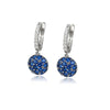 Silvertone Blue Crystal Circular Huggie Hoop Earrings