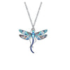 Silvertone Blue Dragonfly Pendant Necklace - White