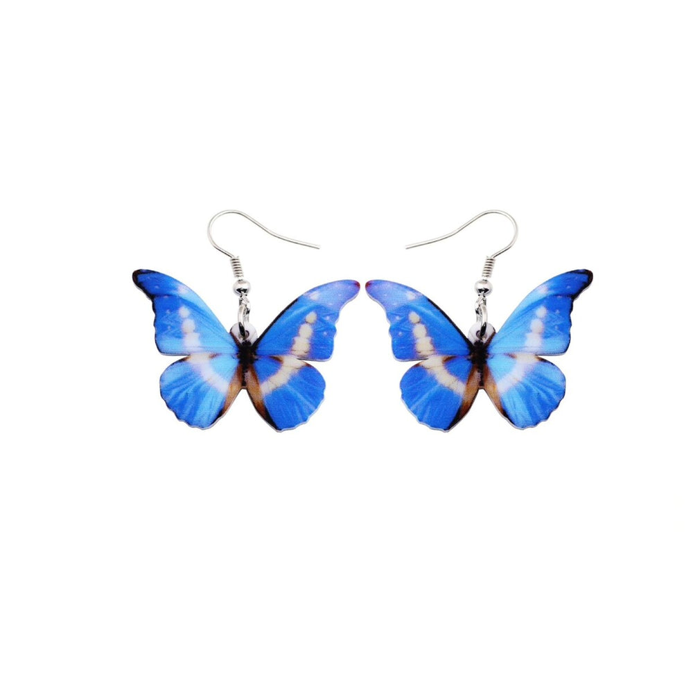 Silvertone Butterfly Drop Earrings