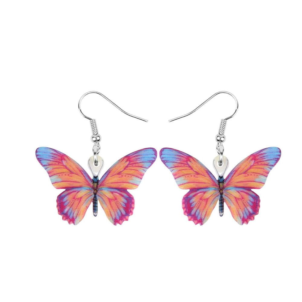 Silvertone Butterfly Drop Earrings