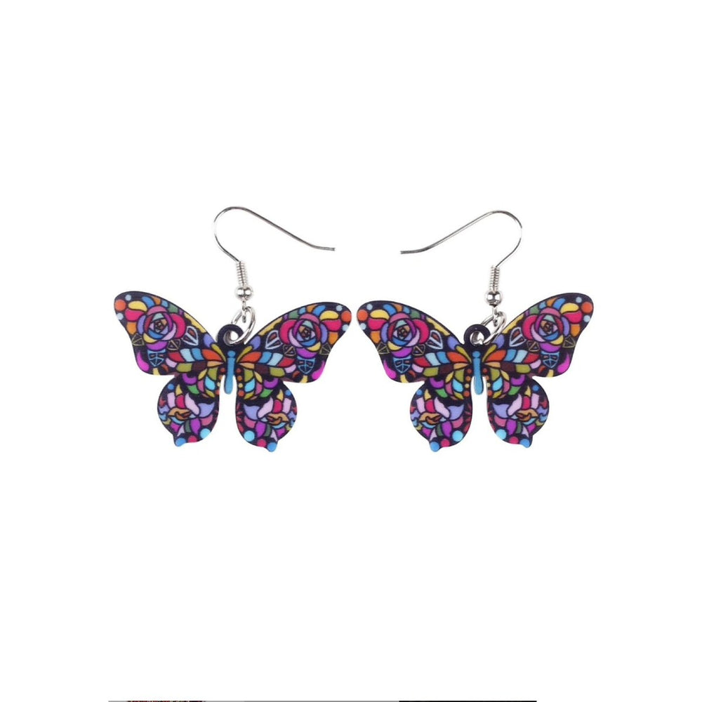 Silvertone Butterfly Drop Earrings