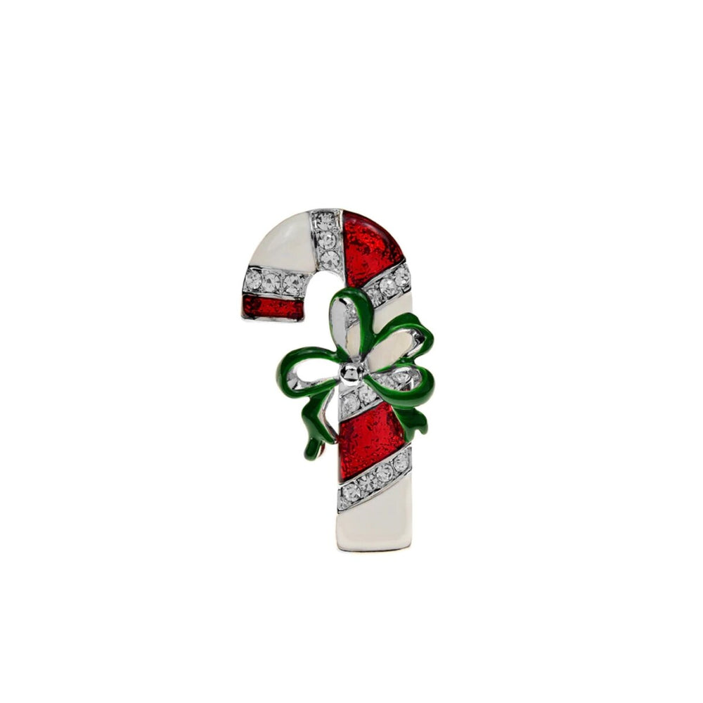 Silvertone Candy Cane Brooch