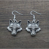 Silvertone Celtic Wolf Drop Earrings