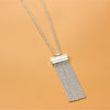 Silvertone Chain Drop Pendant Necklace - White