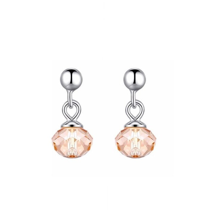 Silvertone Champagne Swarovski Crystal Drop Earrings