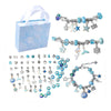 Silvertone Charm Bracelet Set with Blue Charms