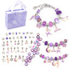 Silvertone Charm Bracelet Set with Purple Charms