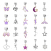 Silvertone Charm Bracelet Set with Purple Charms