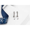 Silvertone Clear Briolette Drop Earrings With Swarovski Crystals - Silvertone Clear