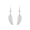 Silvertone Clear Crystal Feather Drop Earrings