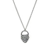 Silvertone Clear Crystal Lock Pendant Necklace - White