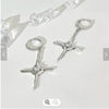 Silvertone Clear Crystal Star Huggie Hoop Earrings