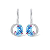 Silvertone Clear Cubic Zirconia Pave And Blue Butterfly Drop Earrings