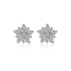 Silvertone Clear Cubic Zirconia Snowflake Stud Earrings