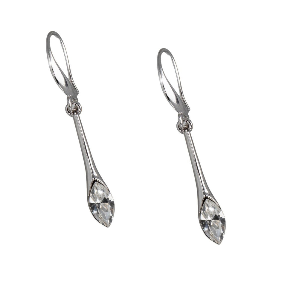 Silvertone Clear Swarovski Crystal Marquis Earrings - Silvertone Clear