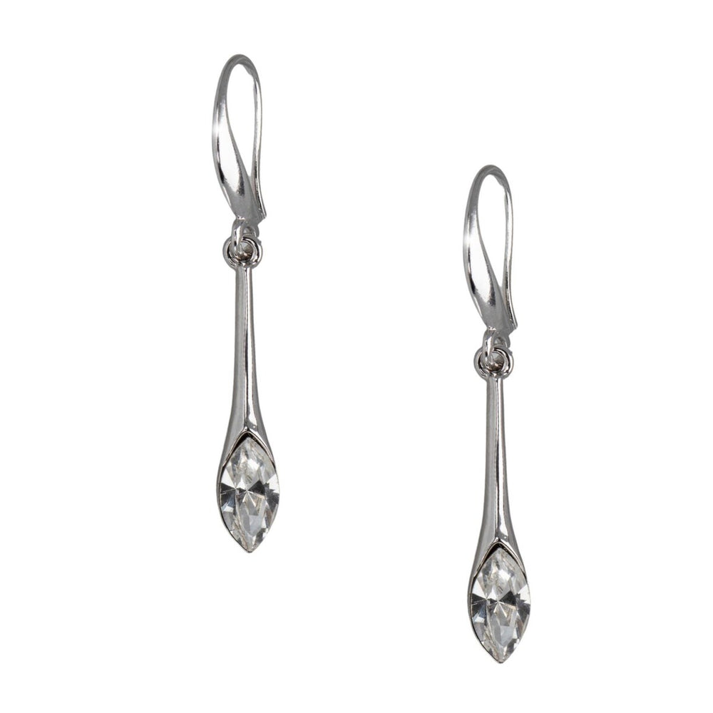 Silvertone Clear Swarovski Crystal Marquis Earrings - Silvertone Clear