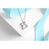 Silvertone Clear Swarovski Crystal Organic Shaped Pendant Necklace - White