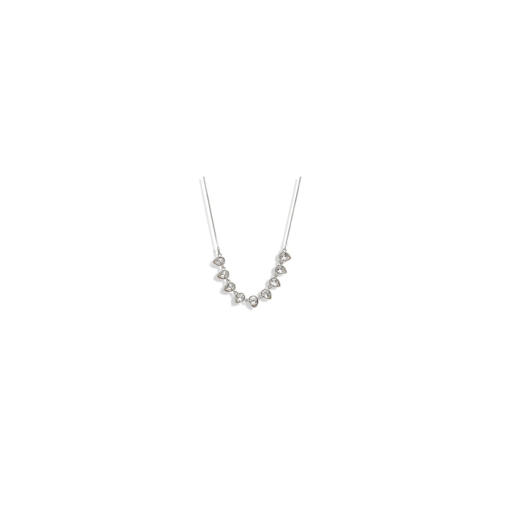 Silvertone Clear Swarovski Crystal Teardrop Necklace