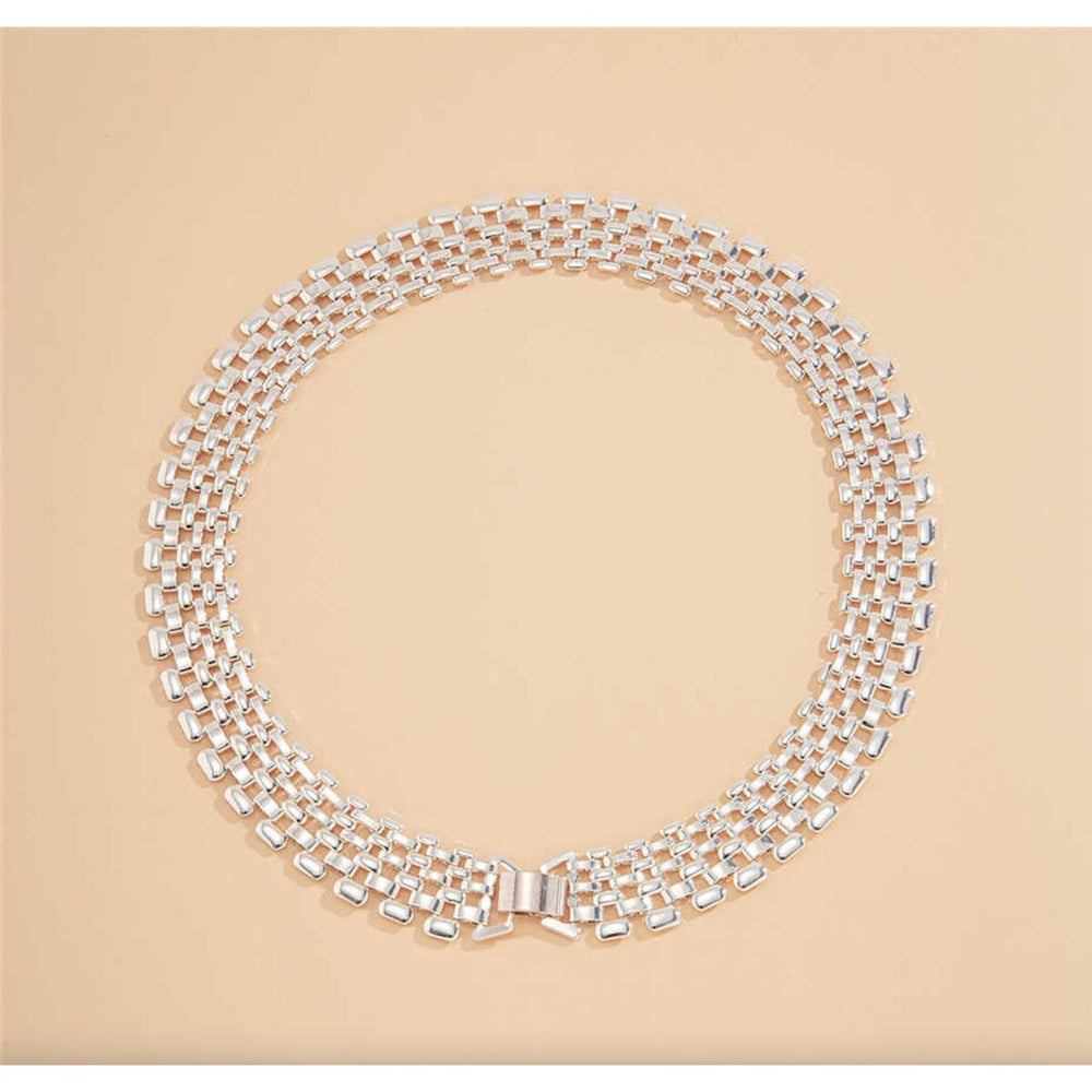 Silvertone Collar Necklace - White