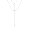 Silvertone Cross Layered Necklace - White