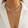 Silvertone Crystal Chain Layered Necklace - White