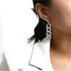 Silvertone Crystal Chain Link Drop Earrings