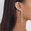 Silvertone Crystal Ear Cuff And Dangle Stud Earrings