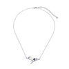 Silvertone Crystal Geometric Pendant Necklace - White