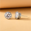 Silvertone Crystal Halo Stud Earrings