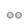 Silvertone Crystal Imitation Pearl Sun Stud Earrings