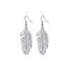 Silvertone Crystal Leaf Drop Earrings