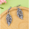 Silvertone Crystal Leaf Drop Earrings