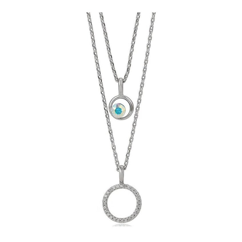 Silvertone Crystal Open Circle Layered Necklace