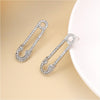 Silvertone Crystal Pave Safety Pin Stud Earrings